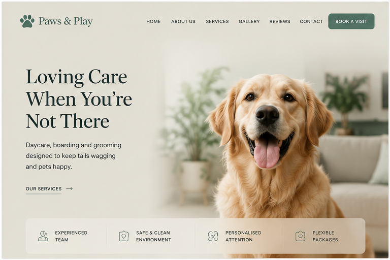 Pet care landing page
